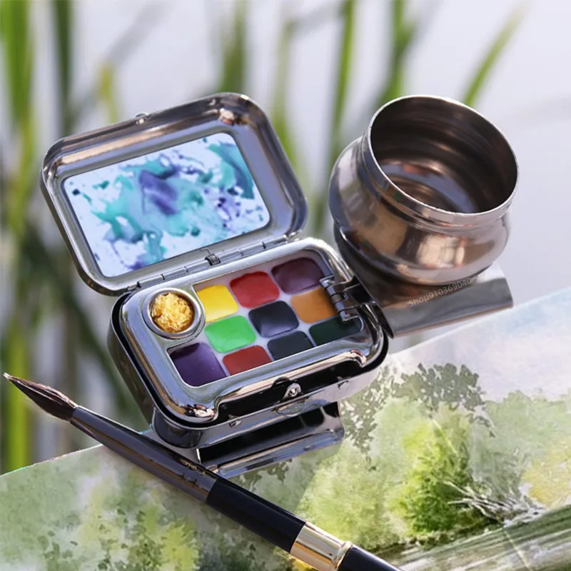Mini Portable Paint Box Empty Box 10/16 Grid Palette Watercolor Moisturizing Student Artist Travel Painting Art Supplies,paint tray,color palette,watercolor palette