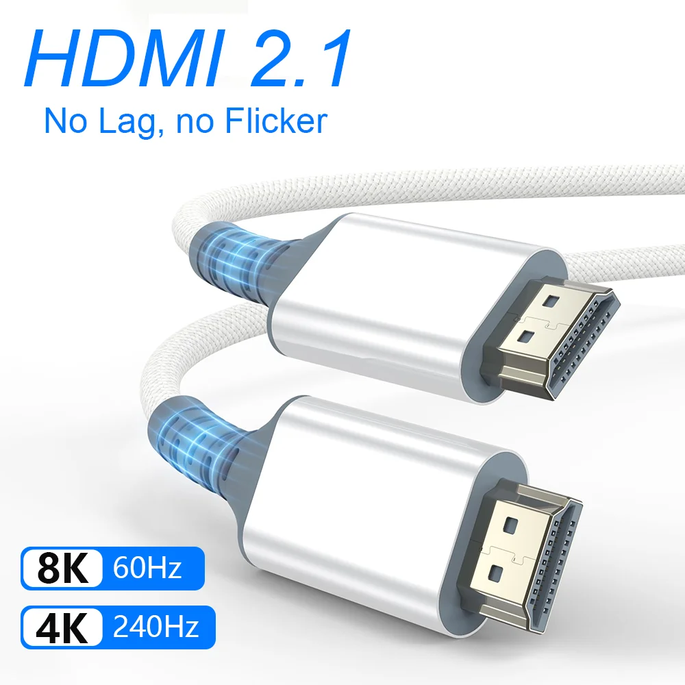Ultra High-Speed HDMI 2.1 Cable - 8K 60Hz, 4K 240Hz, 48Gbps, eARC, HDCP2.3, HDR10+ Support
