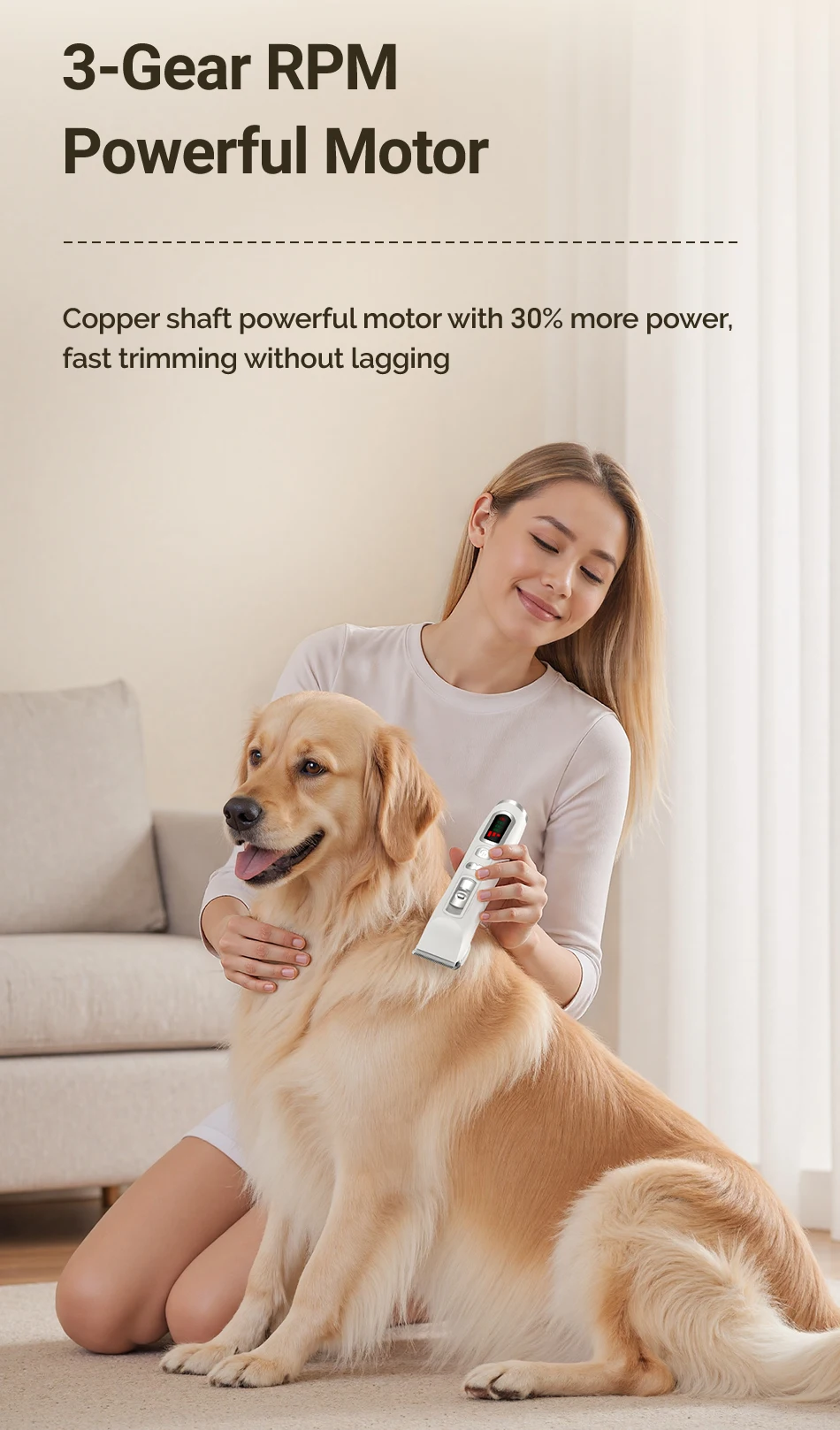 ROJECO Electric Dog Hair Trimmer Professional Pet Hair Clipper Shaver Haircut Pe
