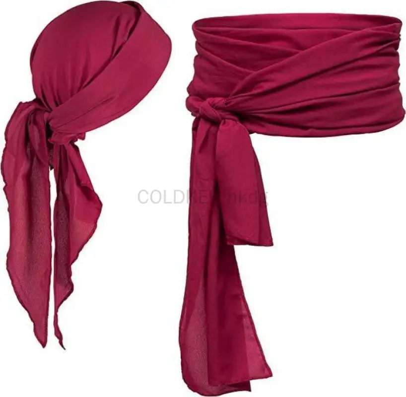

COLDKER 2 Pieces Pirate Costume Pirate Hat Women Head Scarf and Pirate Sash Belt Halloween Costume Accessories for Party
