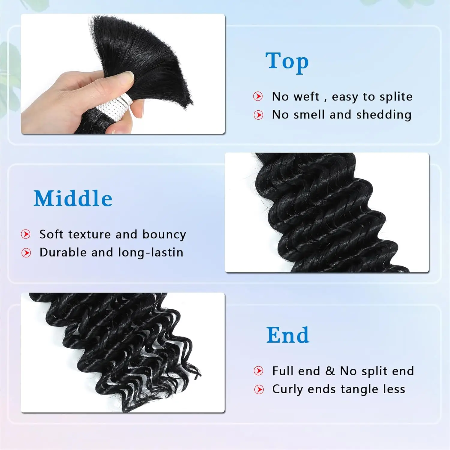 32 Inch Human Braiding Hair For Boho Braids Natural Color Deep Water Wave Bulk Human Hair For Braiding No Weft Wet And Wavy 110g 5
