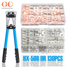

130pcs Assortment Car Auto Copper Ring Terminal Wire Crimp Connector Bare Cable Battery Terminals Soldered Connectors HX-50B Kit