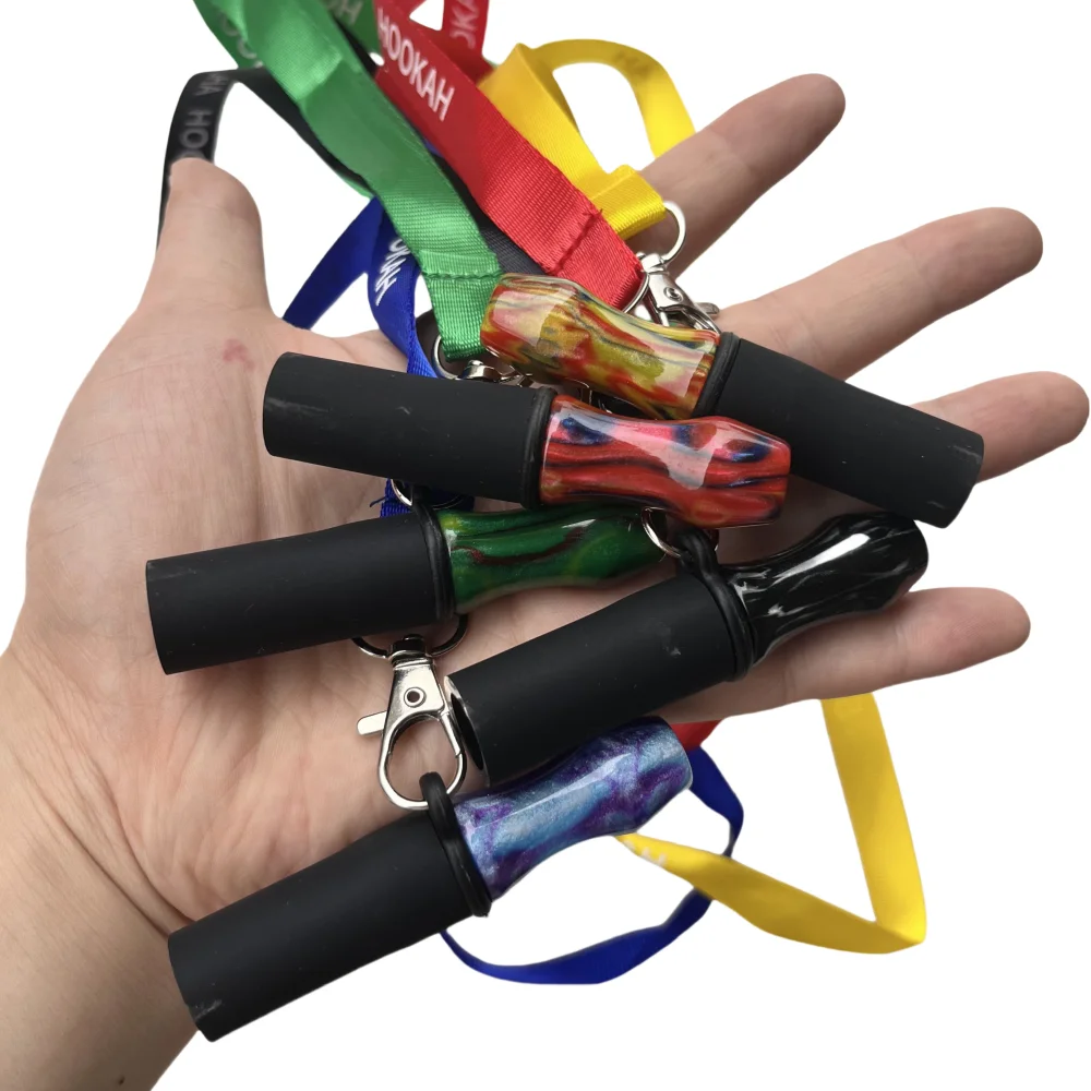1 PC Resin Hookah Tips Shisha Mouthpiece Silicone with Hang Rope Strap Chicha Narguile Water Pipe Accessories Random