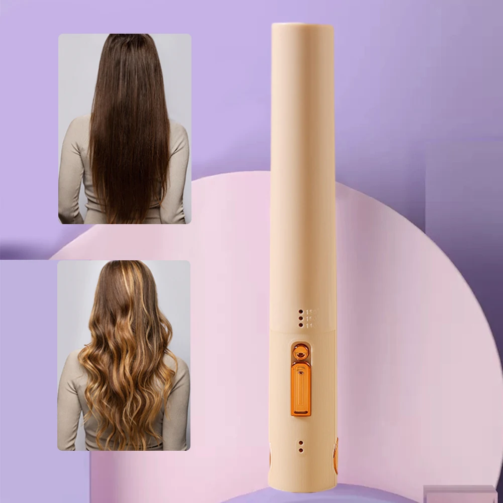 2 in 1 Ceramic Hair Curler Fasting Heating USB Rechargeable Hair Wand with 3 Temp Setting for Curl Wave Straighten Women Hair 3