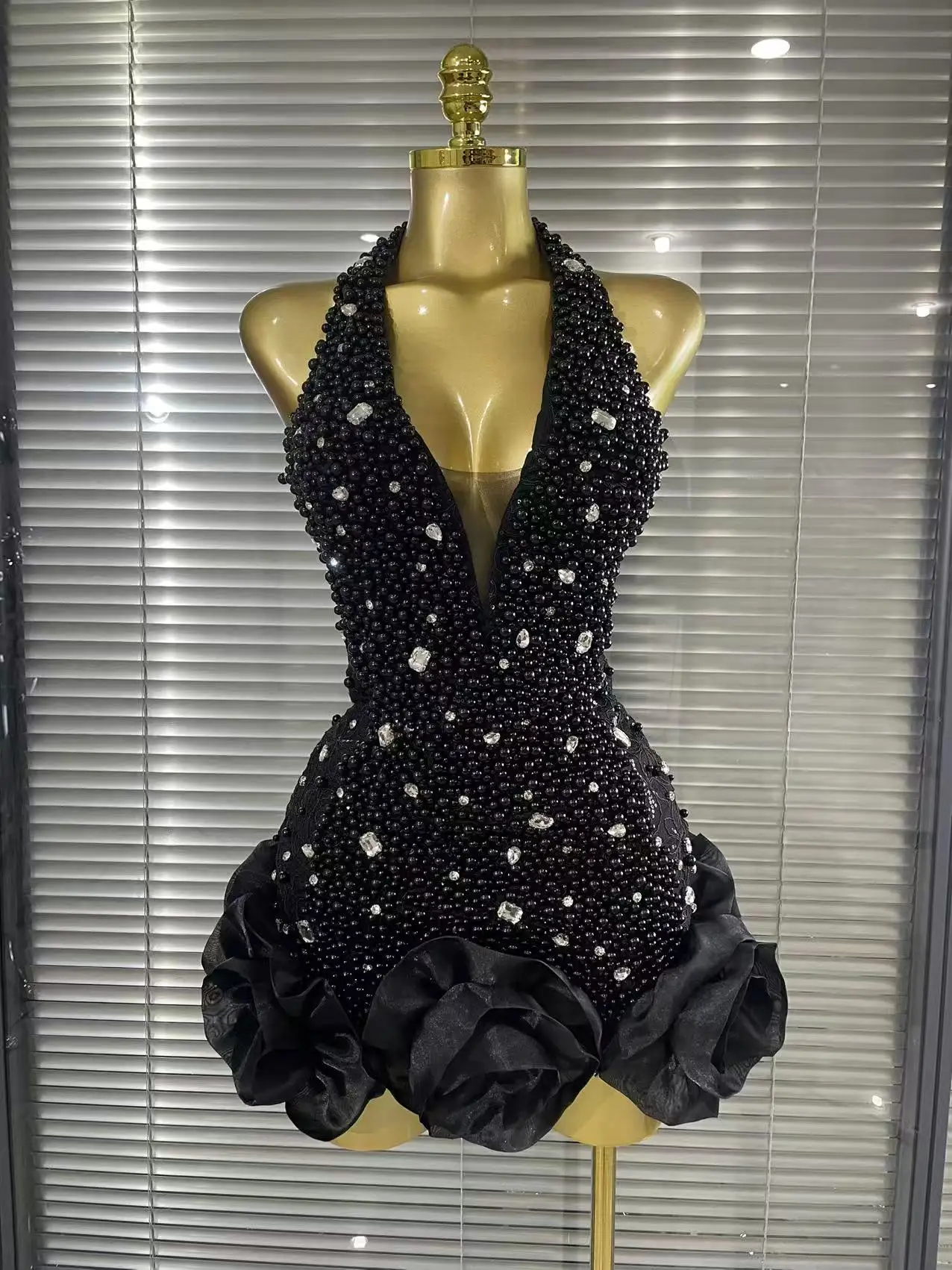 Black White Women Sexy Halter Backless Shining Beading Bodycon Ball Gown  Mini Dress Birthday Party Celebrate Cocktail Outfit - AliExpress 200000345