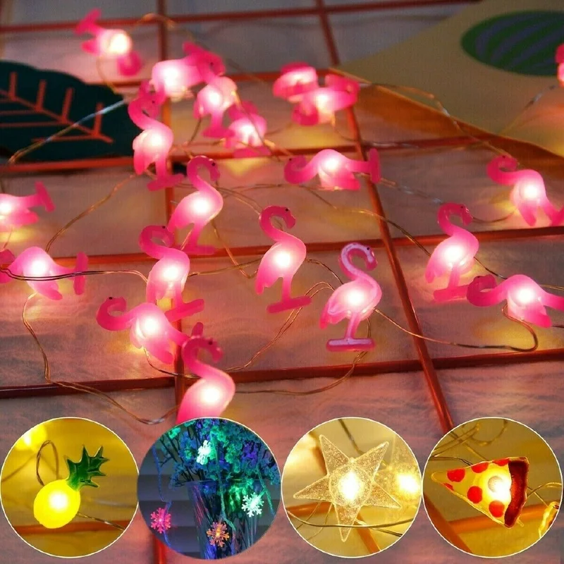  LED String Light Lamingo Pineapple Stars Watermelon Pineapple Bedroom Decoration Lights String Hanging Lights  Colorful Lights 