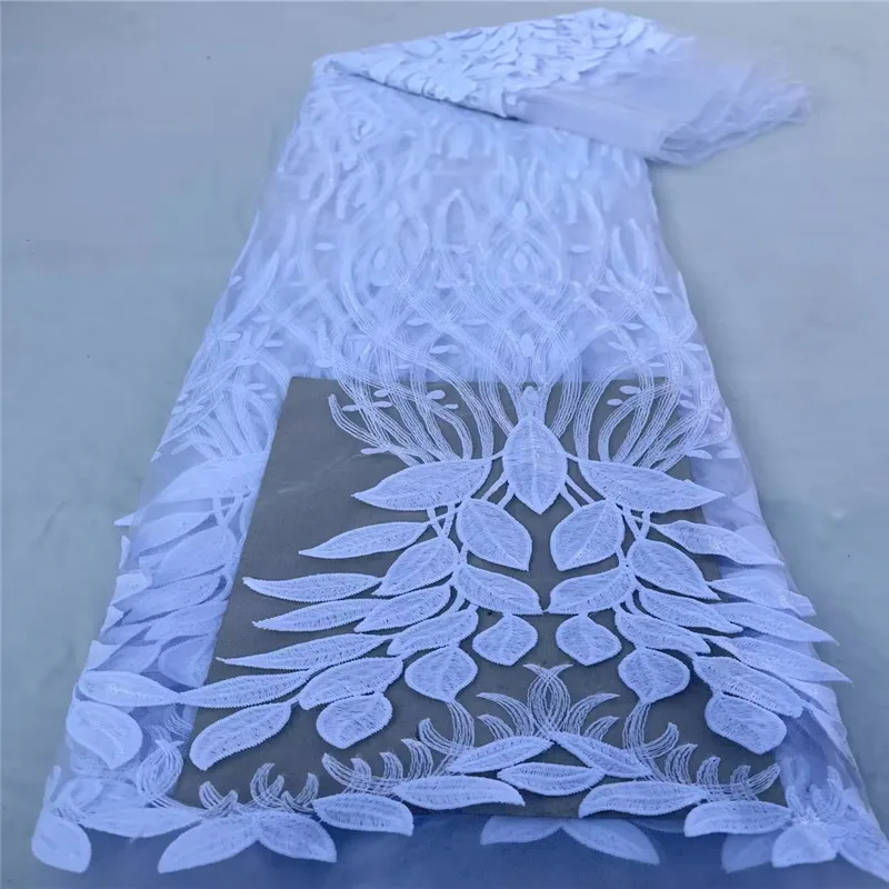 

white African Sequence Lace Fabric 2023 High Quality Nigerian French Tulle Lace Fabric For Bridal Material Sewing