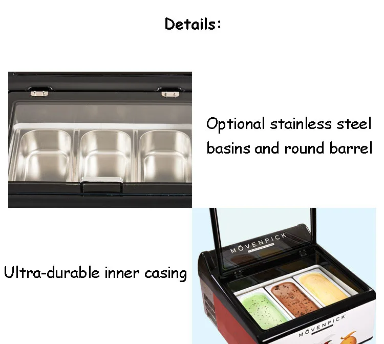 Version Ice Cream Freezer Desktop RefrigeratorFrozen Dessert Display Refrigerator Counter Cabinet