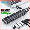 RSHTECH USB Hub 7 Ports USB 3 2 Gen 2 Splitter 10Gbps USB-A to USB-C Data Cable Individual Switches USB C Hub for Laptop PC 1