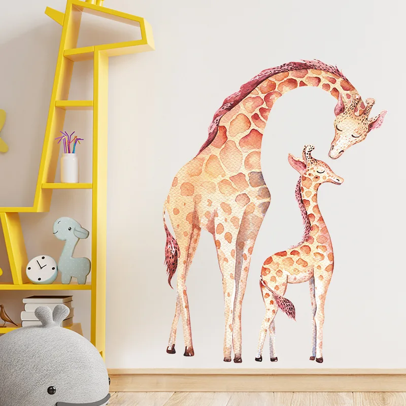 

Cute Giraffe Family Wall Stickers Bedroom Living room Wall Decor Sticker Removable PVC Animals Wall Decals Art Wall Decoration