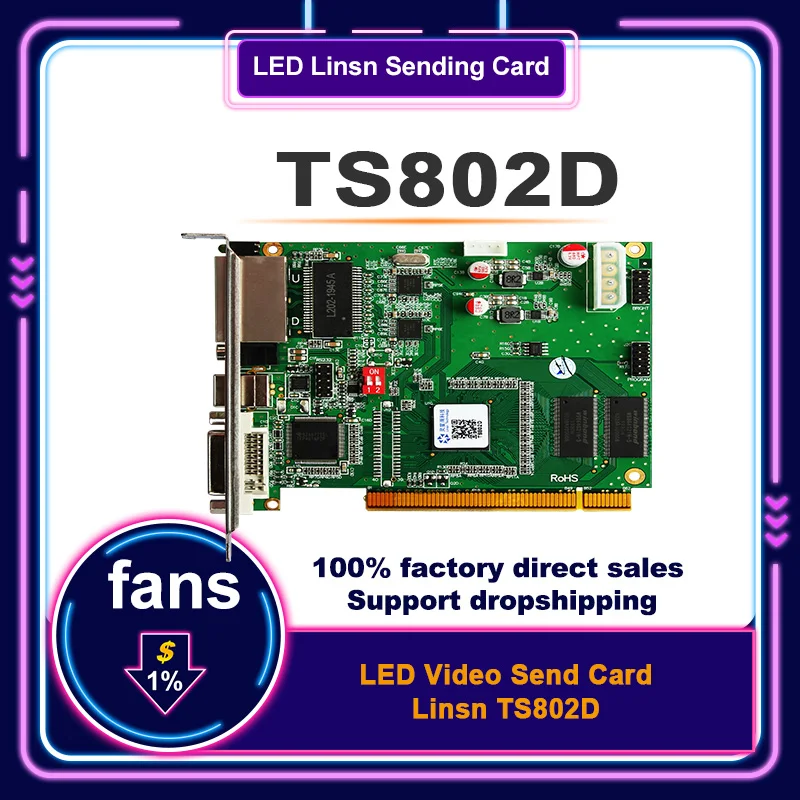 

Free Shipping LED Video Sending Card Linsn TS802D work with Led Display Video Wall Processor for Stage concert mall advertising