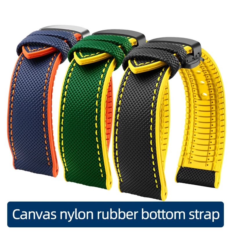 Cinturino In Gomma Nylon Tela 20Mm 22Mm 24Mm Cinturino Impermeabile Da Uomo Per Accessori Per Orologi Serie Omega Breitling Avengers Longines