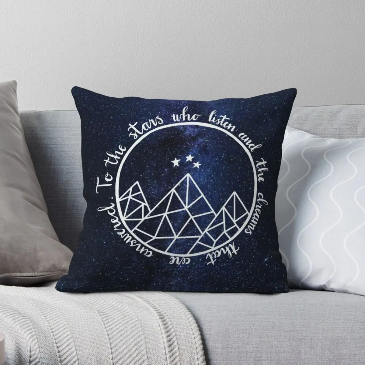 

ACOTAR To The Stars Who Listen Square Pillowcase Polyester Linen Velvet Zip Decor Throw Pillow Case Bed Cushion Case 18"