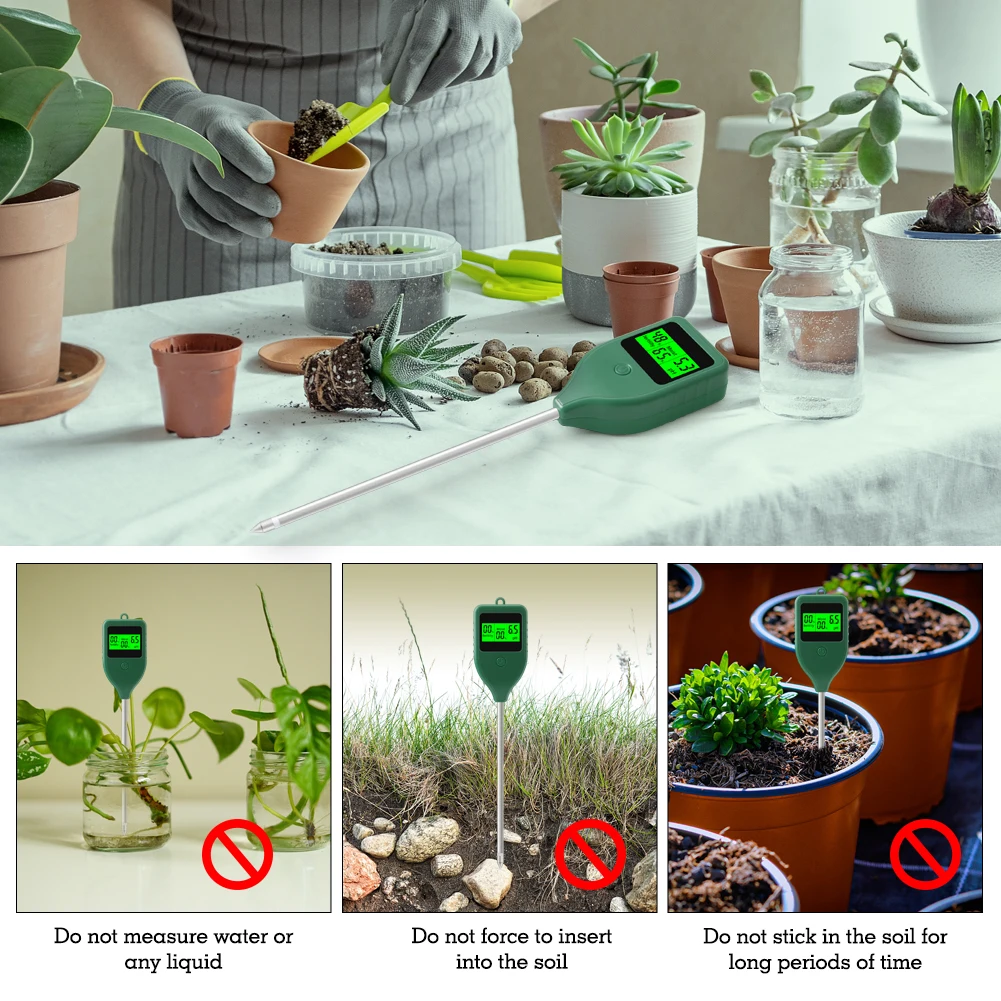 3 in 1 Soil PH Meter Farm Garden Fertility Tester Soil Moisture Test Detector fo