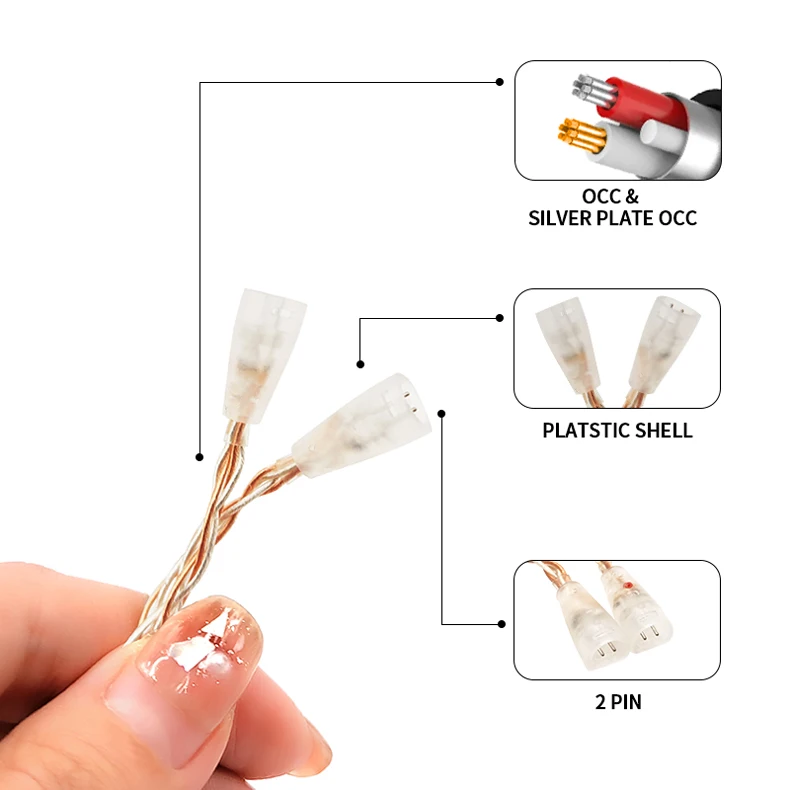 8 Core Silver Plated 2.5 3.5 4.4mm Balanced Cable To 2pin Connector Upgrade Cable For Sennheiser IE8 IE80 IE8i IE80S Earphone