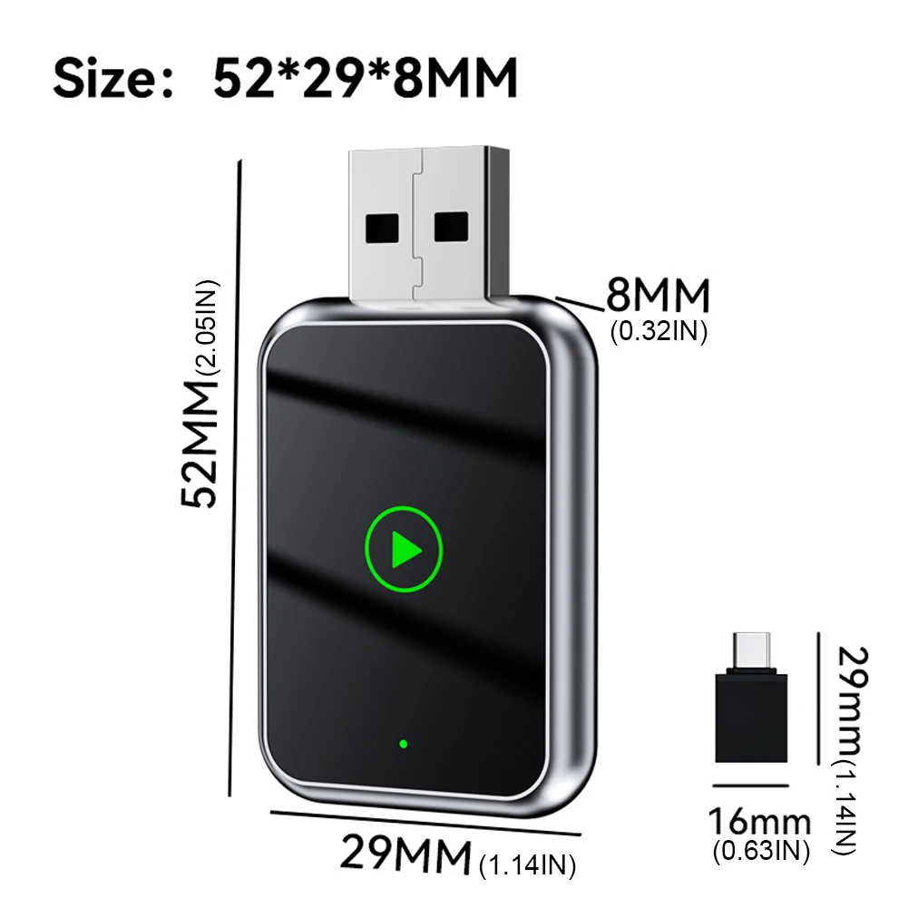 2in1 Wireless CarPlay Android Auto Adapter WiFi BT5.0 Smart Dongle Type-C Plug&Play Mini AI Box for iPhone Android Wired CarPlay