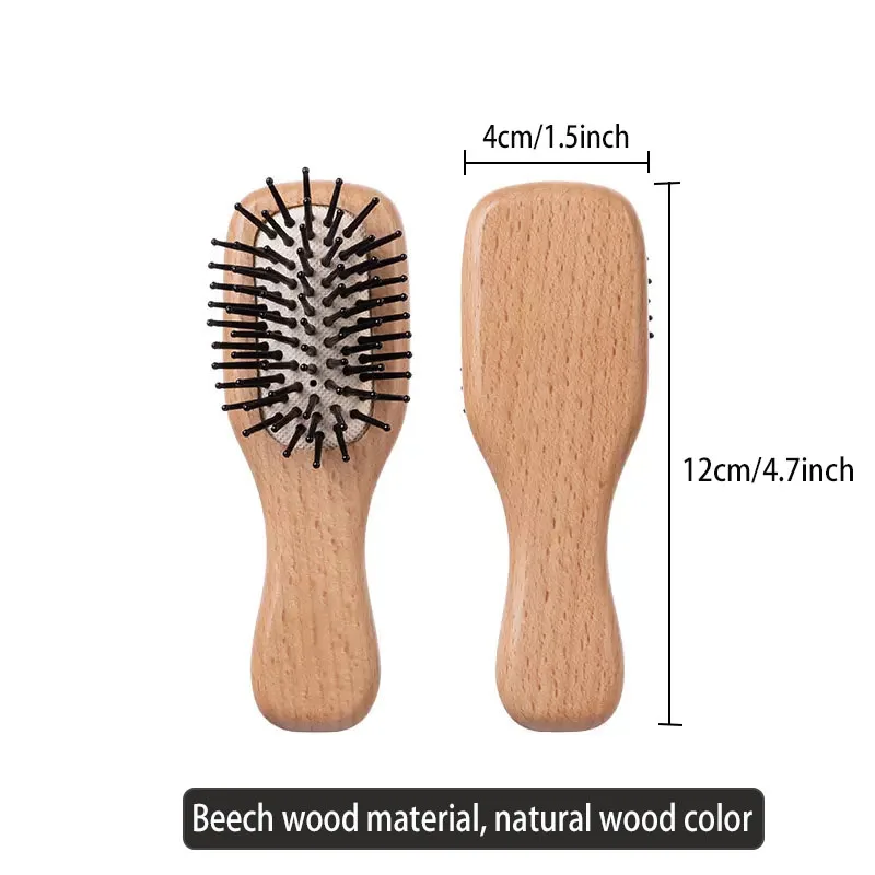 Brosse de massage pour le cuir chevelu avec manche en bois de hêtre