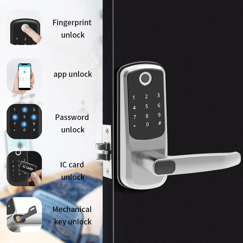 

TUYA WIFI TT WiFi Fingerprint Card Password Key Smart Lock Keyless Entry Home Smart Door Lock