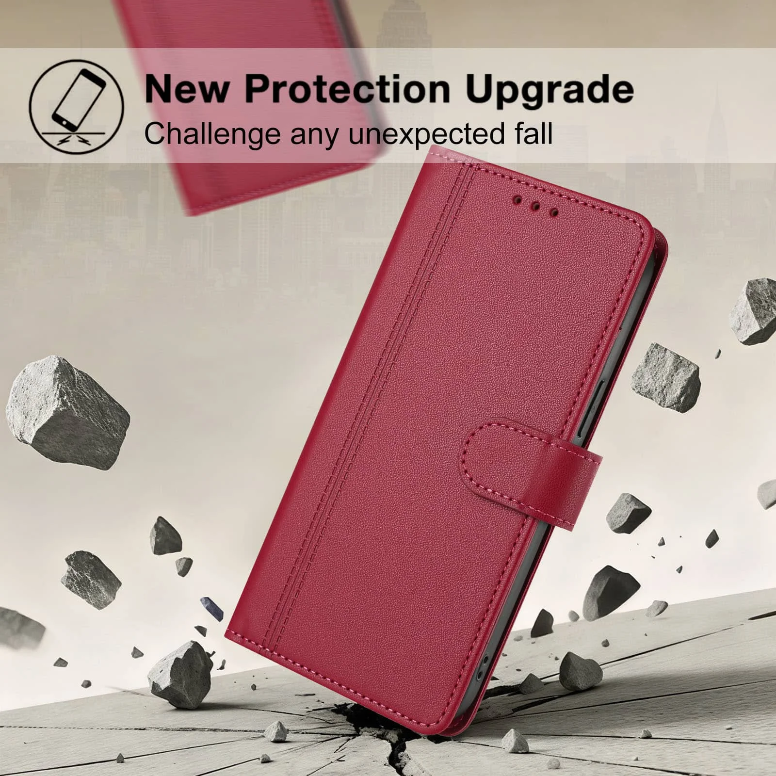 Slim Flip Magnetic Clasp Wallet Case with Enhanced Protection