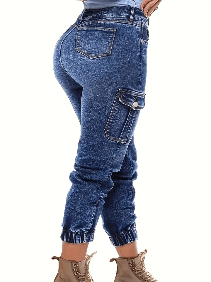Womens Distressed Stretch Cropped Denim Jeans