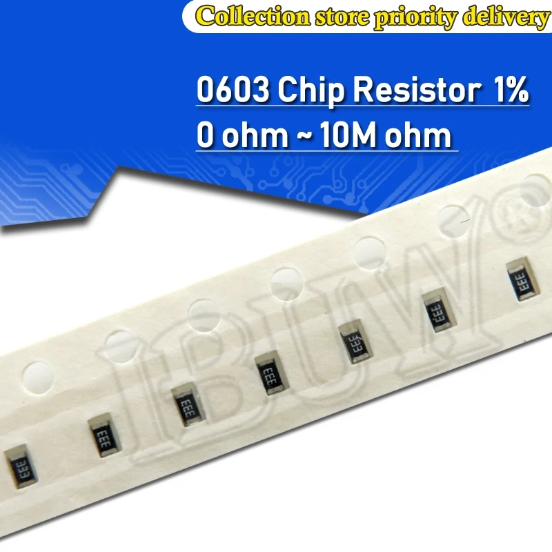 0603 1% SMD resistor 0R ~ 10M 1/10W Ohm Values smd resistor 100pcs