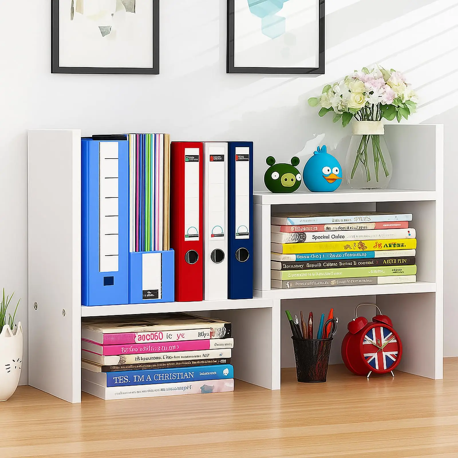 Adjustable Wood Desktop Shelf Organizer 1