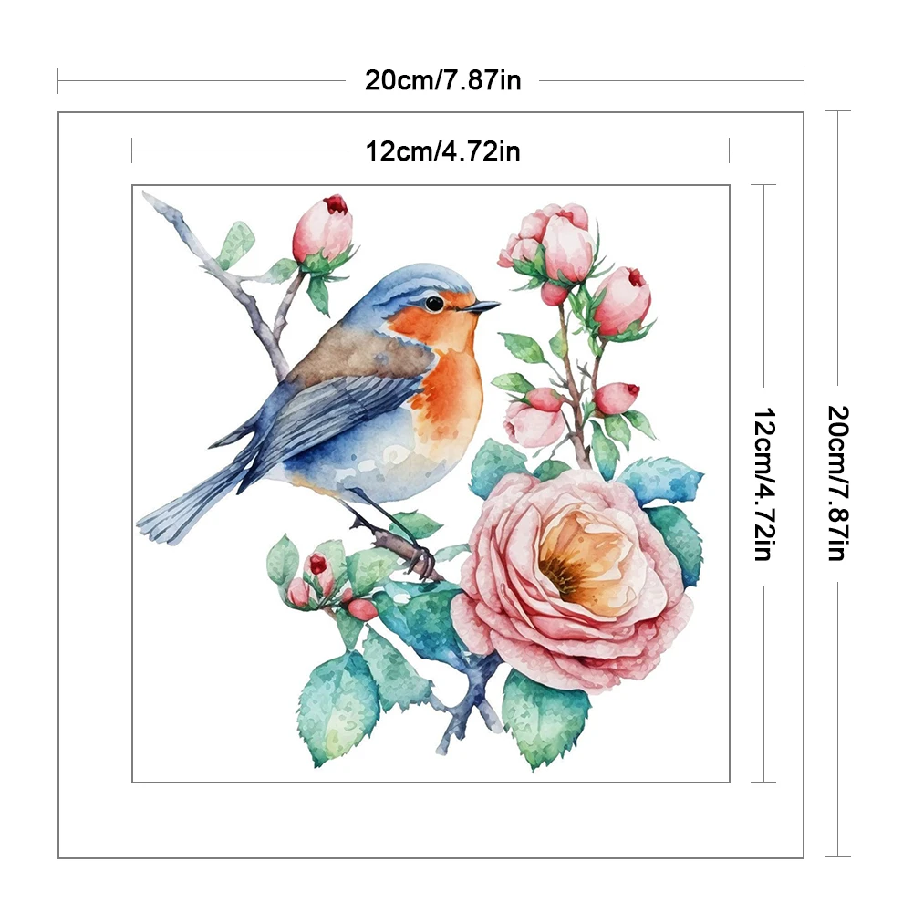 Cross Stitch Kit 20*20cm 18CT Flower Birds Series Cross Stitch Print Canvas Kit Full Embroidery Eco-cotton Thread Home Decor Painting Embroidery
