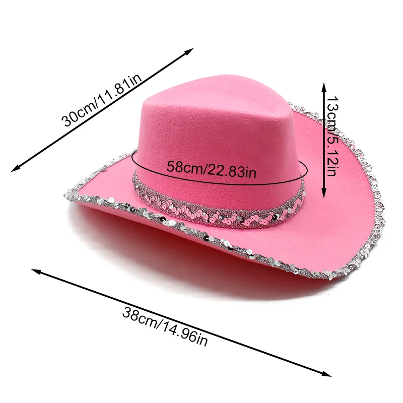 Sequin Cowboy Hat for Men And Women Western Cowboy Cowgirl Caps Birthday Valentine's Day Party Headwear Cosplay Prop cowgirl hats cowboy hats