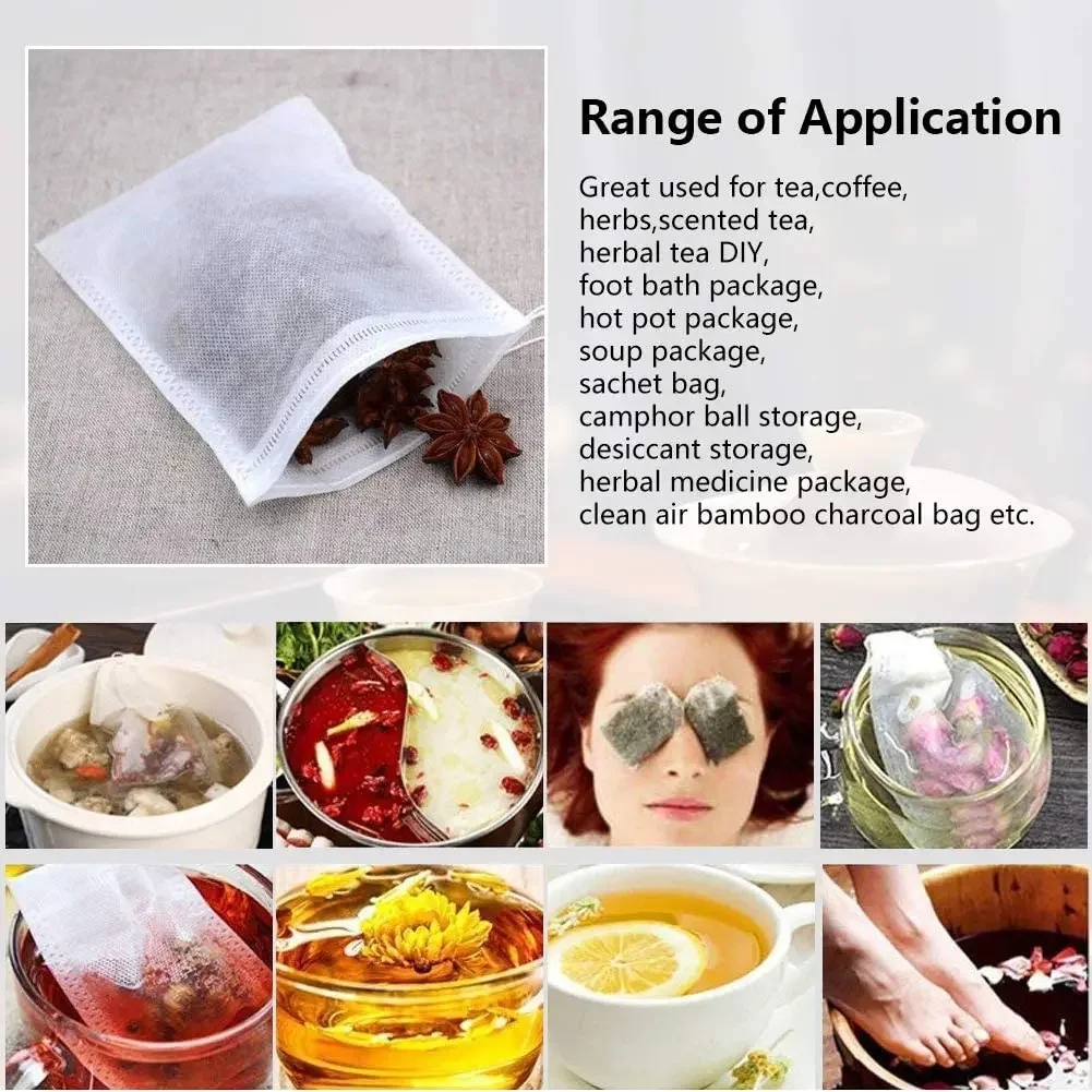 Disposable Tea Bags Disposable Tea Filter Bags 100Pcs Disposable Teabags Scented with String Heal Seal Filter Paper for Herb Loose Tea
