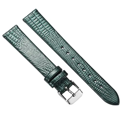 Elegant Universal Leather Watch Strap - Soft Wrist Band with Steel Buckle - 16mm (Green)