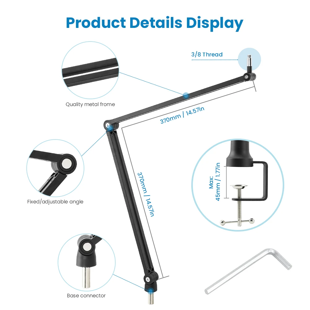 Suspensão Boom Scissor Arm Microphone Stand, Pop