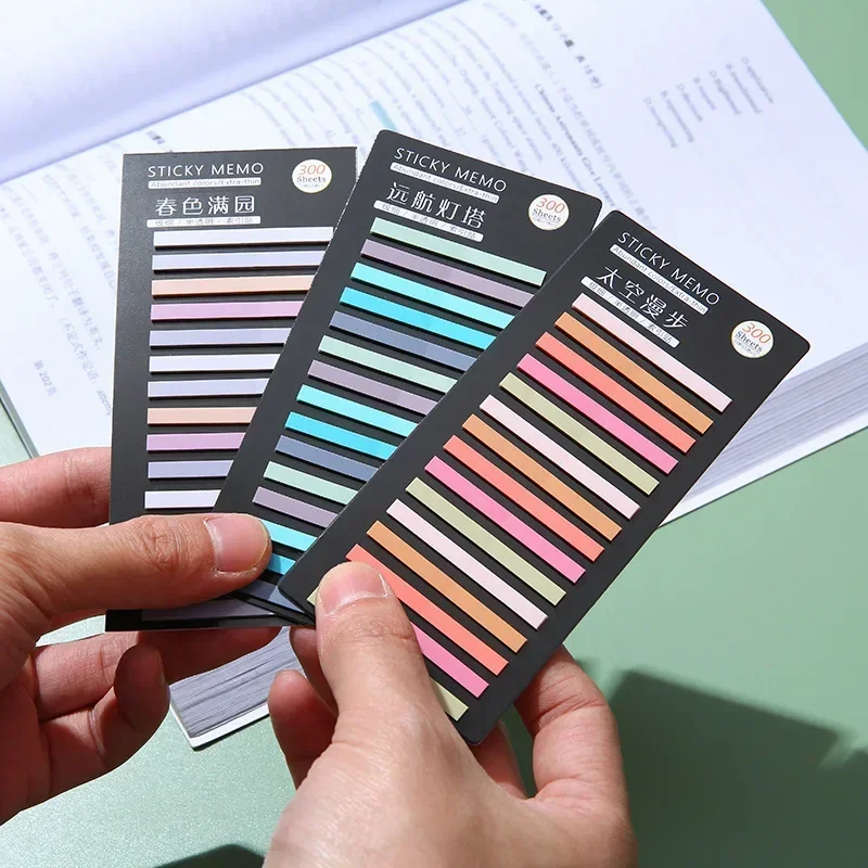 Index Sticker Notes Color Translucent Strips PET 300Pcs Highlight Mark Bookmarks Student Stationery
