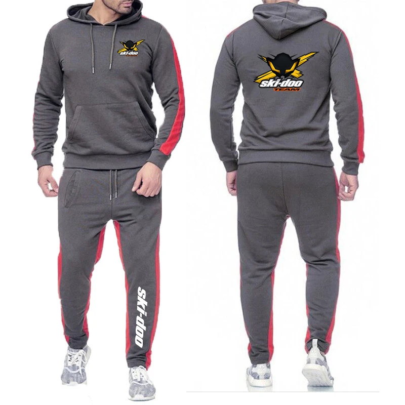 2024 Spring and Autumn New Printing Men Ski Doo Can-am Breathable Outdoor + Pants Sports Casual Solid Color Zipper Set 5