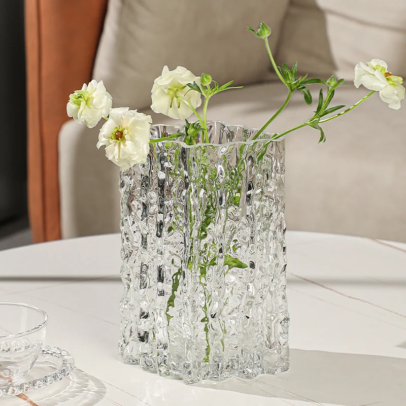 Nordic Glacier Glass Vase Creative Living Room Home Decor Ornaments Jarrones  Decorativos Moderno Vase for Flowers Aesthetics - AliExpress