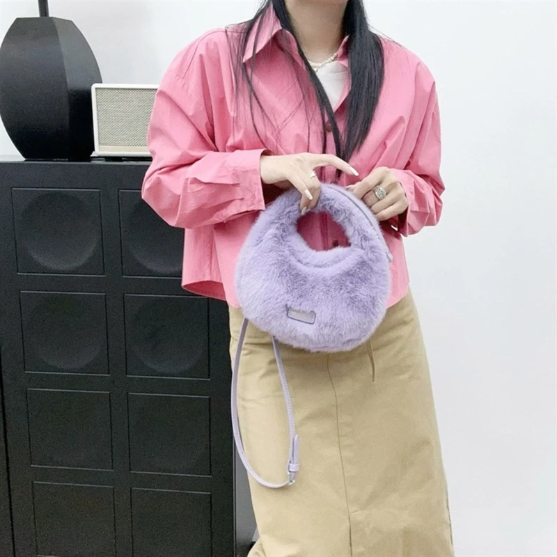 

Меховая сумка через плечо для женщин, универсальная сумка на плечо, осенне-зимняя сумка-мессенджер, винтажные сумки-бродяги для