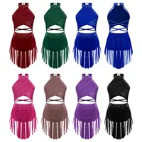 Kids Girls Ballet Leotard Dress for Lyrical Jazz Latin Dance Costume Backless Gymnastics Dress with Flowy Skirt Stage Dancewear - Image 6