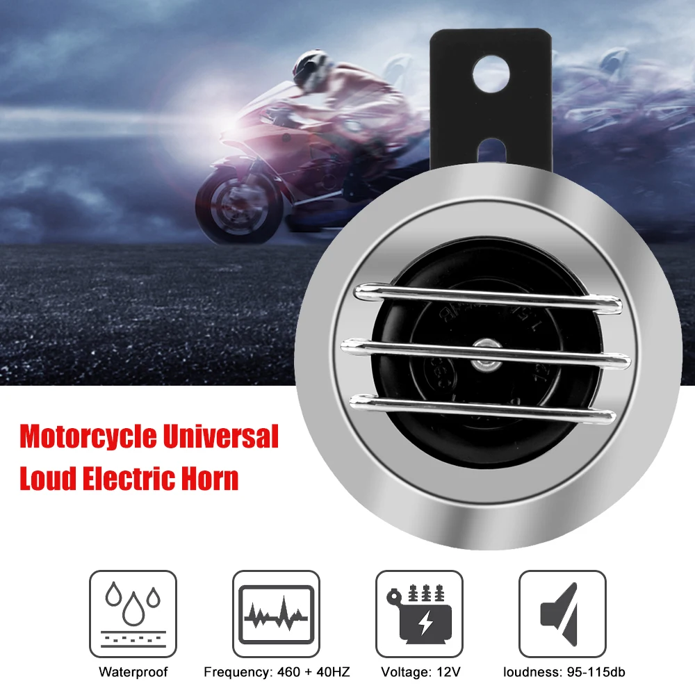 Motorcycle electric horn scooter horn waterproof round loud for scooter moped dirt bike ATV 12V 1.5A 105db