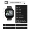 SKMEI 2033 Metal Waterproof LED Luminous Casual Square Clock Style Digital Watch reloj hombre Rectangle Men's Electronic watches 6