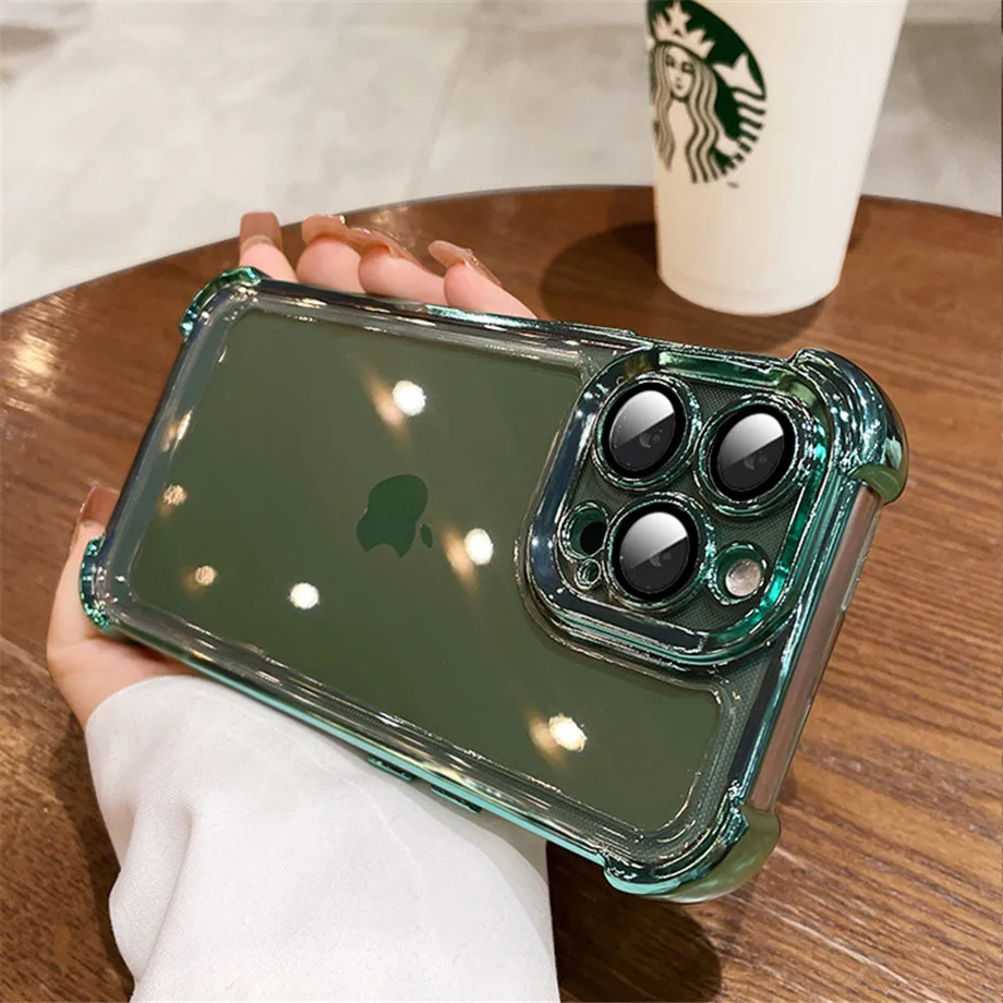 thumbnail image 1 of Luxury Electroplate Shockproof Phone Case For iPhone 15 14 13 12 11 Pro Max Plus Lens Protection Bumper Transparent Back Cover, 1 of 5