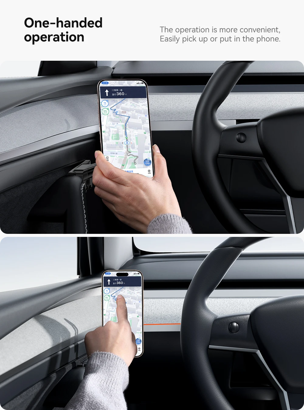 YZ Magnetische Autotelefonhalterung für Tesla-Türgriffe, Modell 3 Y Highland Juniper, 360 Grad drehbare Metallhalterung für Linkslenker – Detail 8