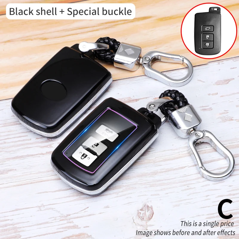 Custodia per portachiavi per Auto in fibra di carbonio adatta per Toyota Corolla Camry Avalon Rav4 Land Cruiser Auto portachiavi - S0c8a9ecfc05d44ff85189b884be74681K