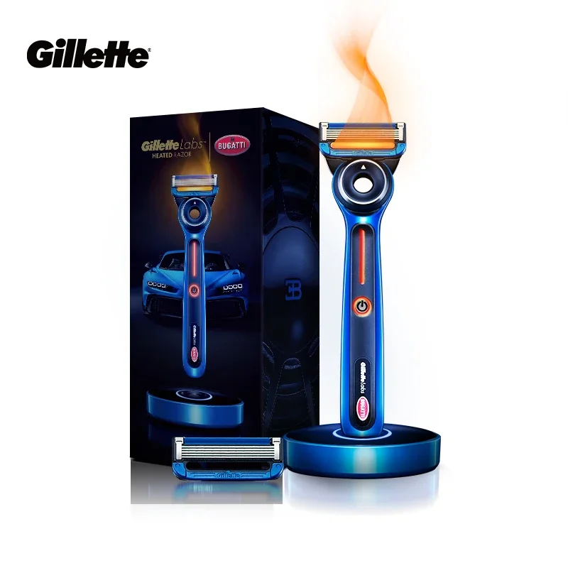 Gillette labs 가열식 면도기 Bugatti 한정판 이중 온도 모드 초박형 나노기술 FlexDisc 플렉싱 블레이드 헤드