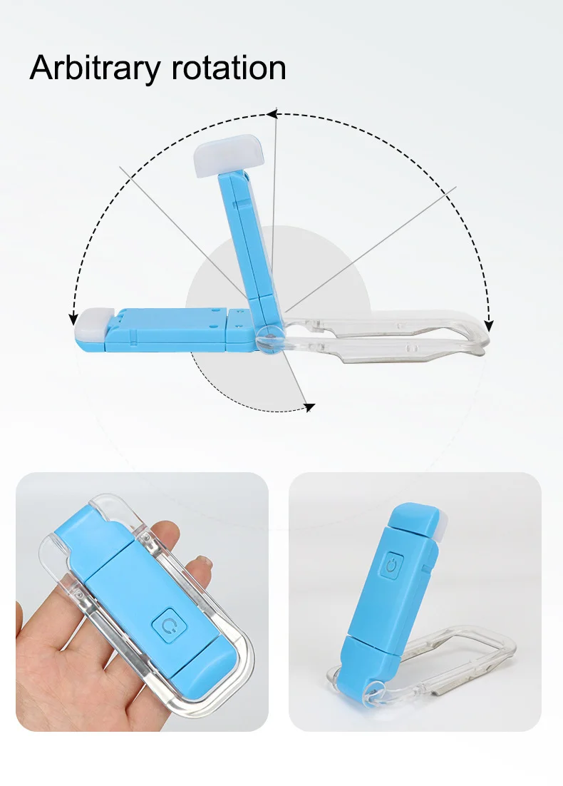 USB Rechargeable LED Book Light Portable Clip Desk Light 500mAh Bookmark Reading Light Adjustable Brightness 15 Gear Flashlamps