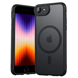 Luxurious Magnetic Matte Translucent Shockproof Armor Case with Magsafe Charging Compatibility - 7 8 se2 se3 (Black)