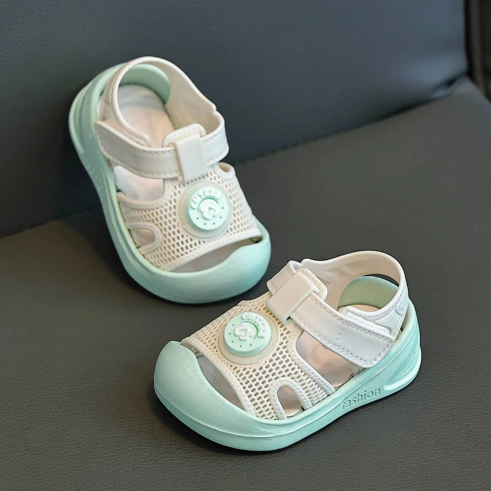 1-3 Jahre Baby Sandalen Sommerschuhe Kleinkind Lauflernschuhe Geschlossene Sandalen für Jungen und Mädchen Rosa, Grün