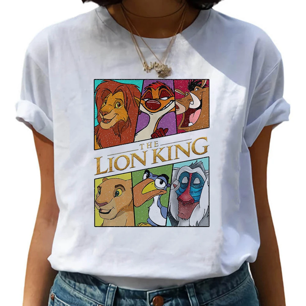 

Disney The Lion King 90s Harajuku T-shirt Fashion Trend Disneyland Trip Clothes Summer Casual Travel Women's Shirt Streetwear