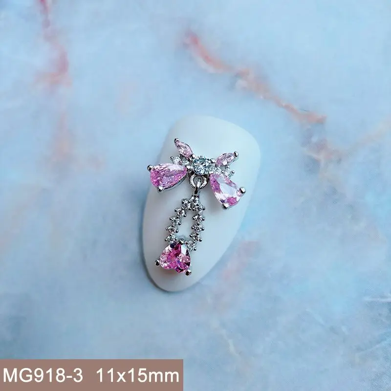 10 stücke Luxus Spitze Schmetterling Anhänger Zirkon Kristalle Metall Nägel Schmuck Dekorationen Nail Art Zubehör Charms Teile Lieferungen – Detail 22