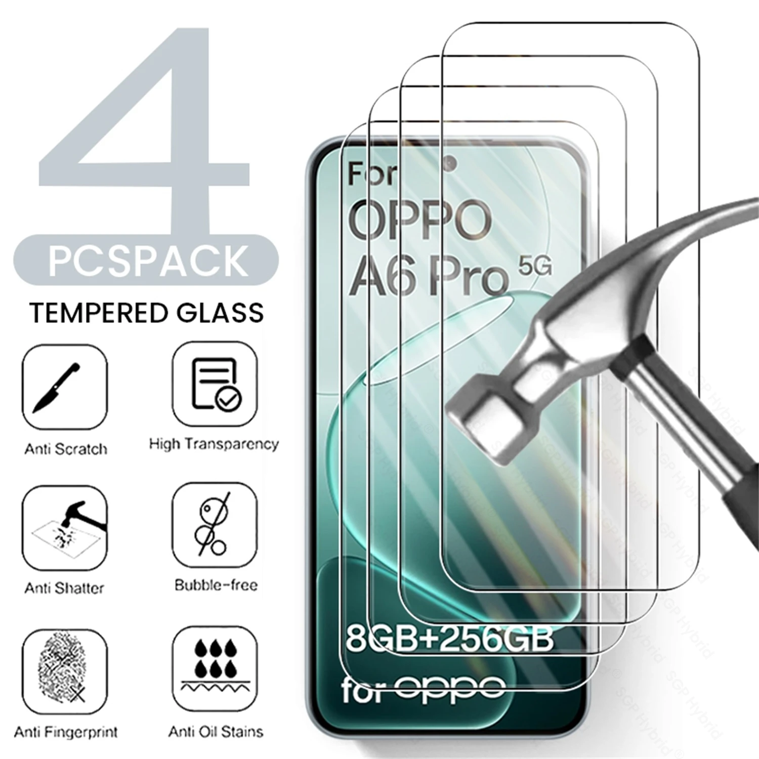 4-Pack 9H Clear Protective Glass Screen Protector