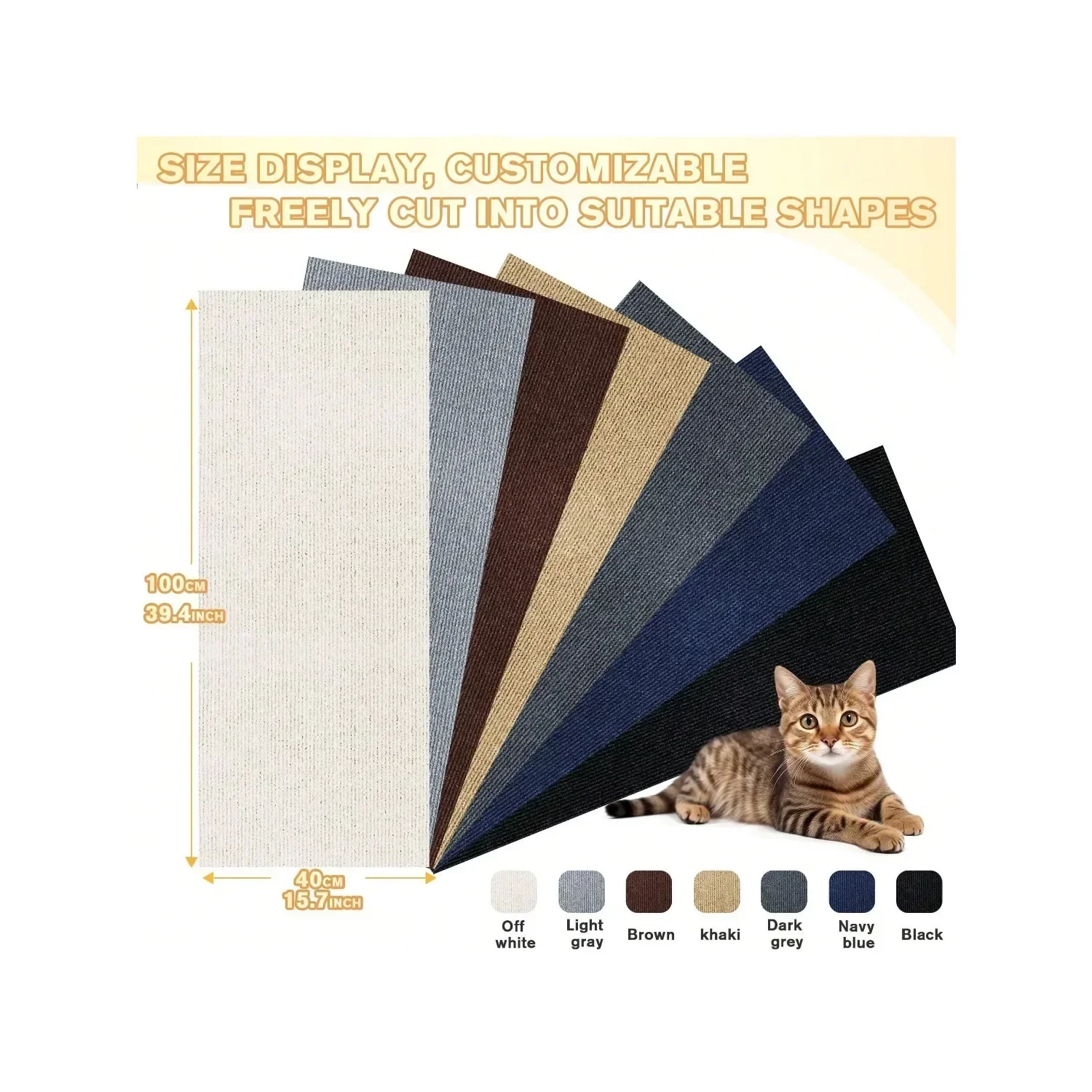 1Pc Multi-Purpose Trimable Self-Adhesive Cat Carpet Mat-DIY Scratching Post and Pet Furniture Floor Mat, Sofa Protector Pad pet toys cat toy cat scratch mat