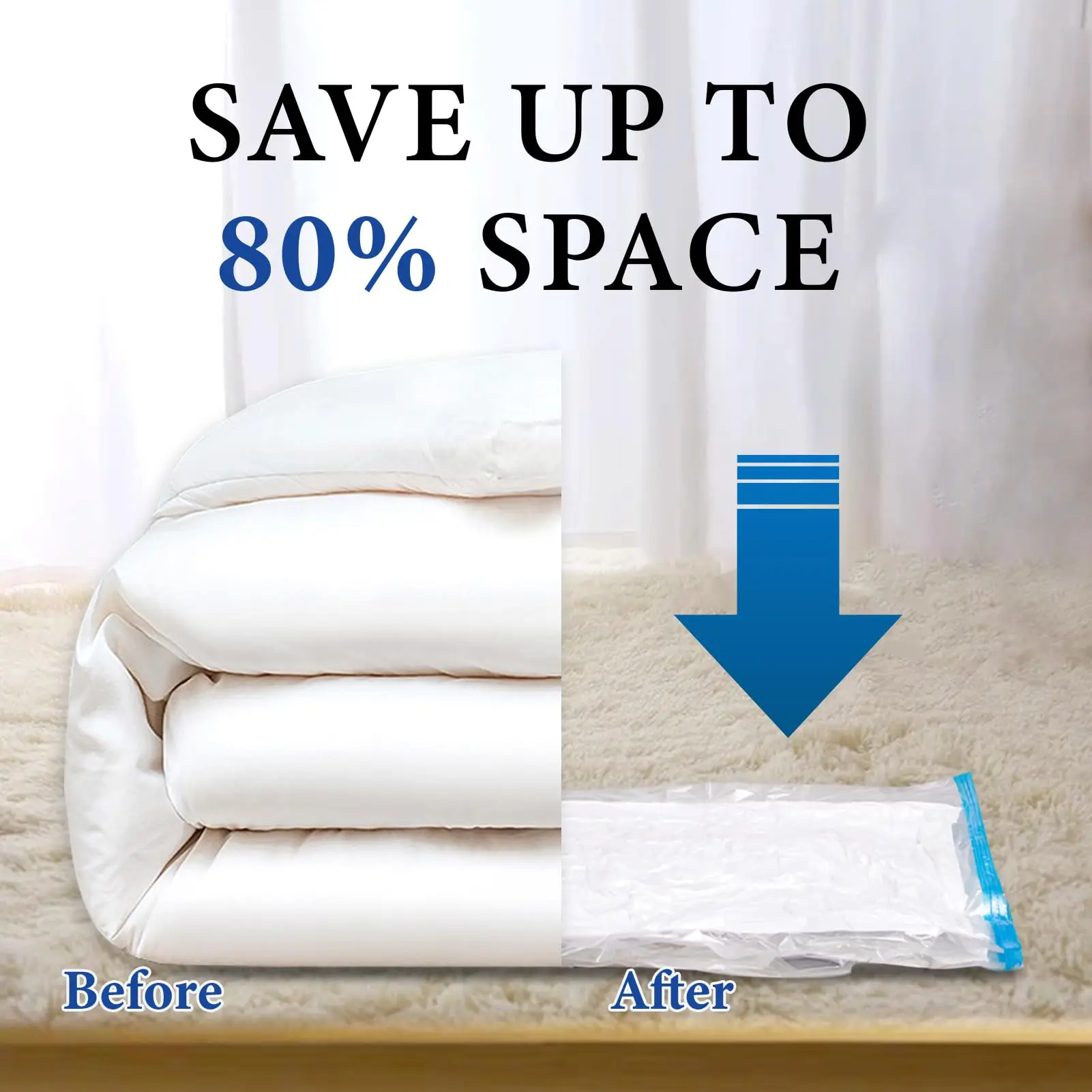 6 Pack Vacuum Storage Bags  Space Saver Bags Vacuum Sealer Bags for Clothes Comforters Blankets Bedding Home Travel Organizer 4